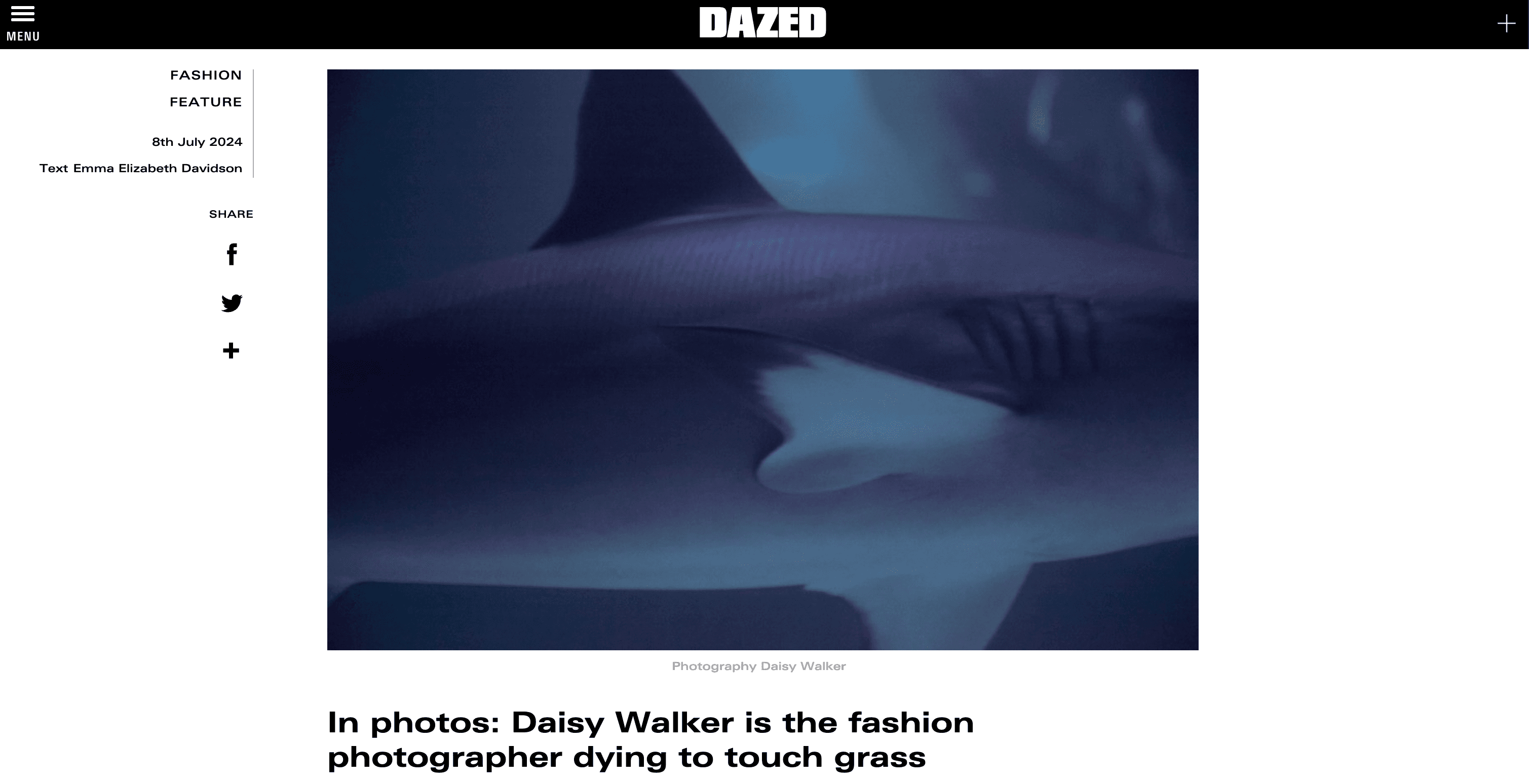 Emma Davidson interviews Daisy Walker for Dazed & Confused 